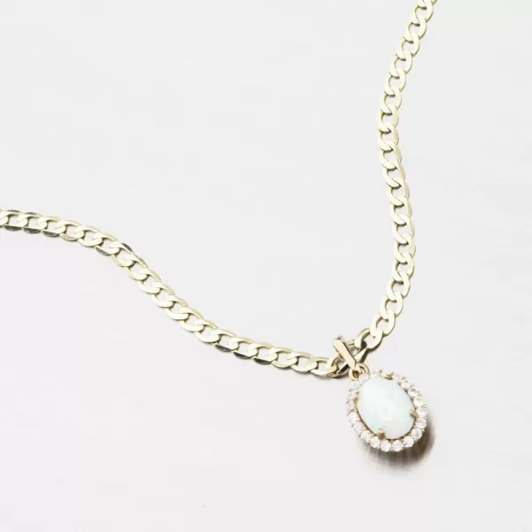 Zlatý prívesok s bielym opálom 522P-130510