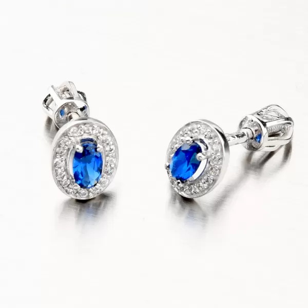 Dámske náušnice biele zlato 585 zirkón zafír 52GZ-8049B-SAF-SR