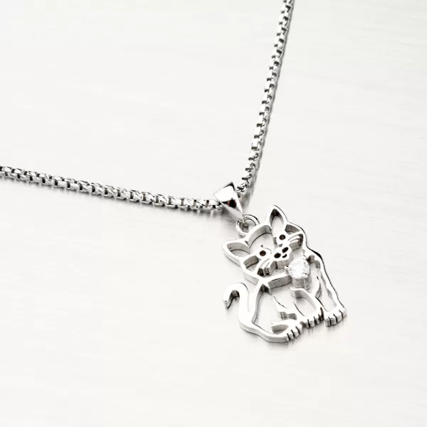 Strieborný prívesok mačka so zirkónom PKL-3118