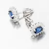 Strieborné náušnice so zafírom a so zirkónmi SETST-12160-01SR