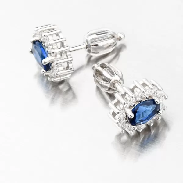 Strieborné náušnice so zafírom a so zirkónmi SETST-12160-01SR