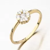 Dámsky prsteň zo žltého zlata 585 zirkónový kvet 51GZ-8050-ZL-ZIR