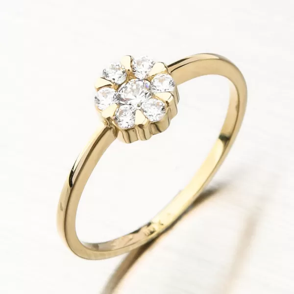 Dámsky prsteň zo žltého zlata 585 zirkónový kvet 51GZ-8050-ZL-ZIR