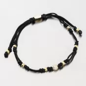 Náramok čierny povrázkový s guličkou a so zirkónmi 74-5197ZL-Black