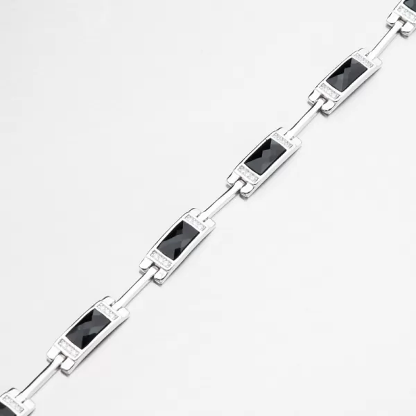 Strieborný náramok s čiernymi zirkónmi PKL-4044