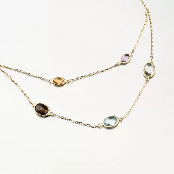 Zlatý náhrdelník s farebnými zirkónmi 144P-151373