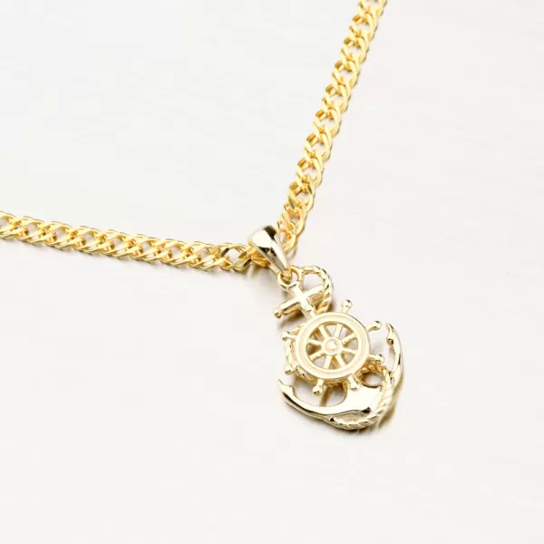 Pozlátený strieborný prívesok kotva kormidlo PKL-3123