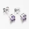 Strieborné náušnice kôstky s fialovým zirkónom UPST-121770