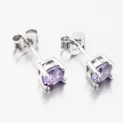 Strieborné náušnice kôstky s fialovým zirkónom UPST-121770