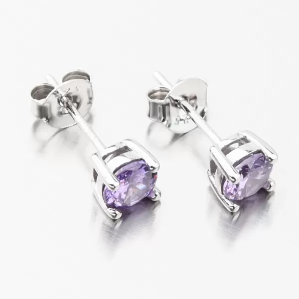 Strieborné náušnice kôstky s fialovým zirkónom UPST-121770