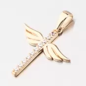 Zlatý kríž so zirkónmi a krídlami 43-22421