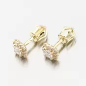 Zlaté náušnice kôstky so zirkónmi DZF5541-ZL-ZIR