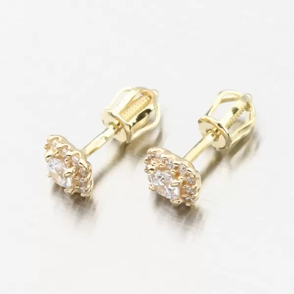 Zlaté náušnice kôstky so zirkónmi DZF5541-ZL-ZIR