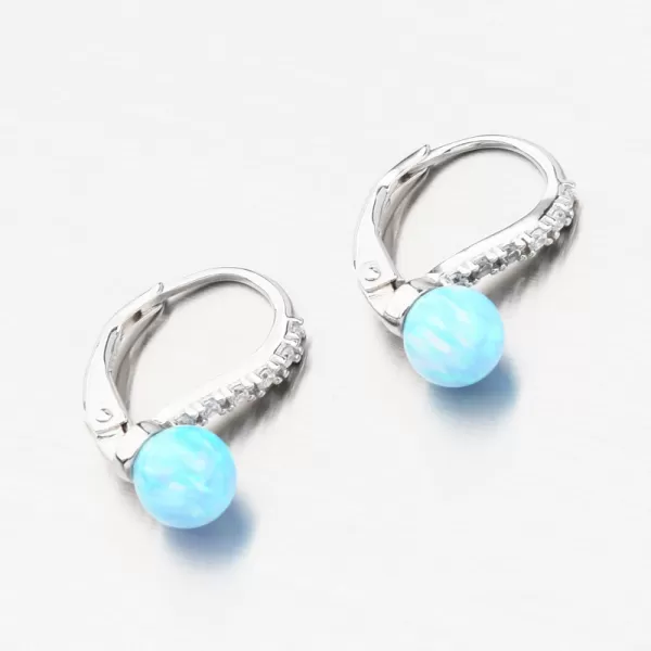 Strieborné náušnice so svetlo modrým opálom a so zirkónmi PKL-2170