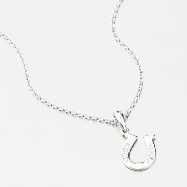 Prívesok z bieleho zlata podkova so zirkónmi GCA13-009