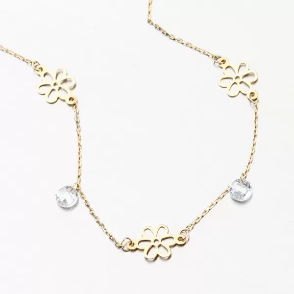 Zlatý náramok s kvetinami a kryštálmi PKL24-033