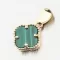 Dámsky prívesok žlté zlato 585 zeleným kameňom malachit štvorlístok 13R-426