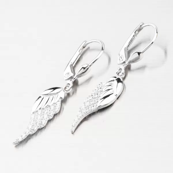 Visiace náušnice z bieleho zlata anjelské krídla GCA12-002