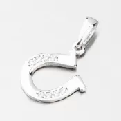 Prívesok z bieleho zlata podkova so zirkónmi GCA13-009