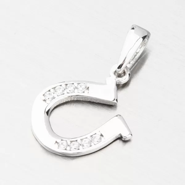 Prívesok z bieleho zlata podkova so zirkónmi GCA13-009