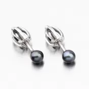 Dámske perlové náušnice biele zlato 52GZ-3003B-SR-Black