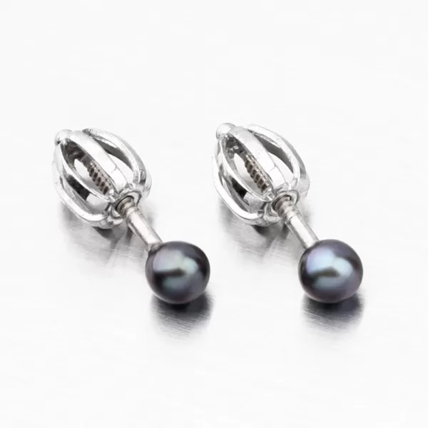 Dámske perlové náušnice biele zlato 52GZ-3003B-SR-Black