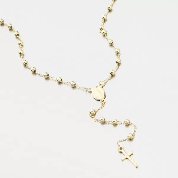 Dámsky náhrdelník žlté zlato 585 ruženec s Madonou a krížikom 15R-039