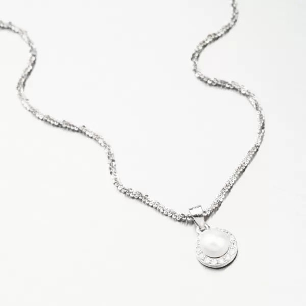 Strieborný prívesok s perlou a so zirkónmi SETST-13270