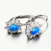 Strieborné náušnice s modrým opálom a so zirkónmi PKL-2148