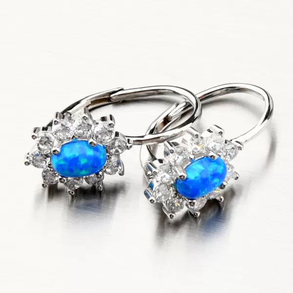 Strieborné náušnice s modrým opálom a so zirkónmi PKL-2148