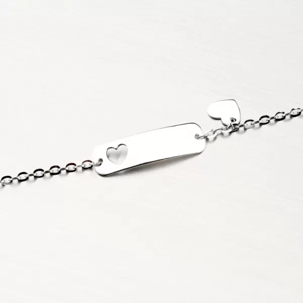 Detský zlatý náramok s doštičkou a so srdiečkom 149P-141315