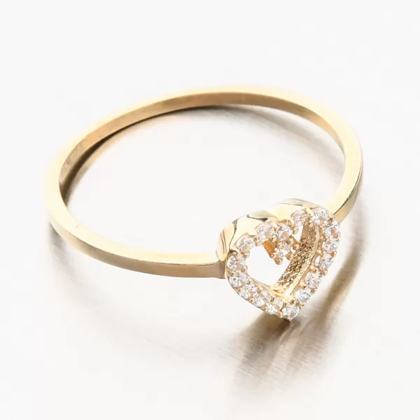 Dámsky prsteň zo žltého zlata 585 zirkón so srdiečkom 11R-345