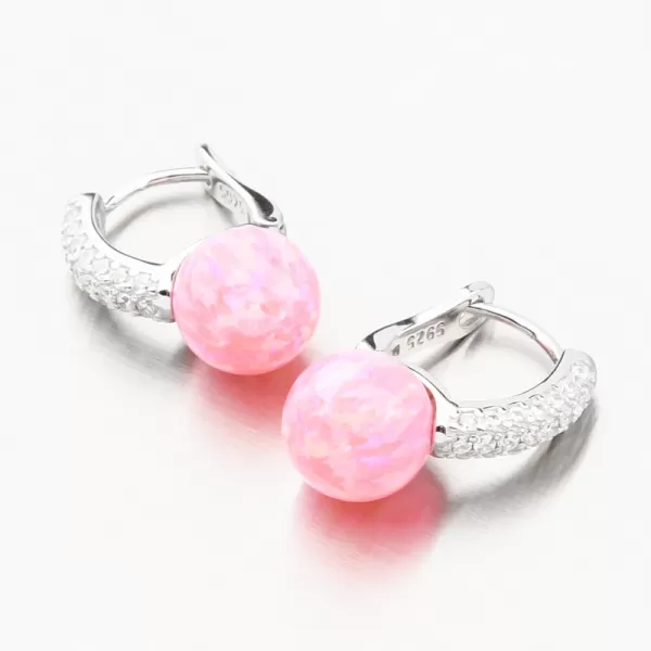 Strieborné náušnice s ružovým opálom a so zirkónmi PKL-2164