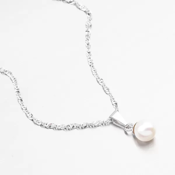 Biele zlato prívesok s Pearl 357p-130099