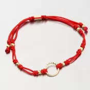 Náramok červený povrázkový s kruhom 74-5193ZL-CV