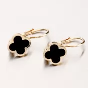 Dámske náušnice žlté zlato 585 so štvorlístkami 12R-765