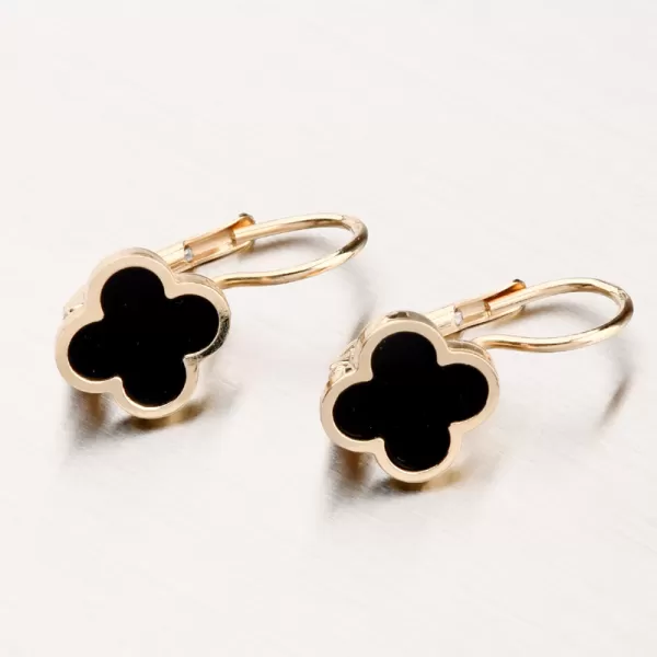 Dámske náušnice žlté zlato 585 so štvorlístkami 12R-765