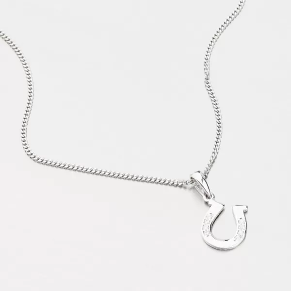 Prívesok z bieleho zlata podkova so zirkónmi GCA13-009