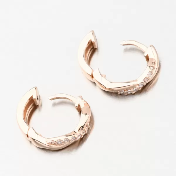 Náušnice kruhy z ružového zlata so zirkónmi DZF4104-CV-ZIR
