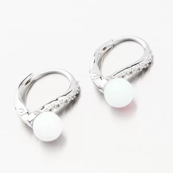 Strieborné náušnice s bielym opálom a so zirkónmi PKL-2205