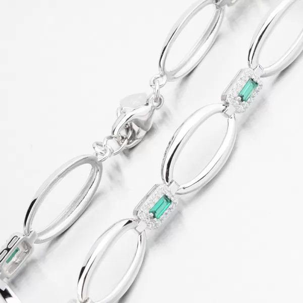Strieborný náramok s smaragdmi a zirkónmi PKL-4043