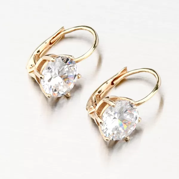 Zlaté náušnice korunky so zirkónmi 663P-120627