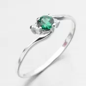 Biele zlato prsteň s smaragdom a zirkónmi 351p-10106b-Zel