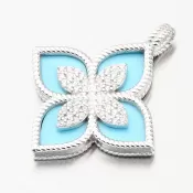 Strieborný prívesok modrá kvetina so zirkónmi PKL-3140