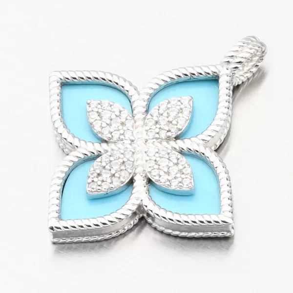 Strieborný prívesok modrá kvetina so zirkónmi PKL-3140