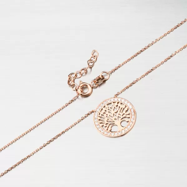 Náhrdelník z ružového zlata strom života so zirkónmi 55GZ-5021-CV
