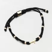 Náramok čierny povrázkový s krížom 74-5191ZL-Black