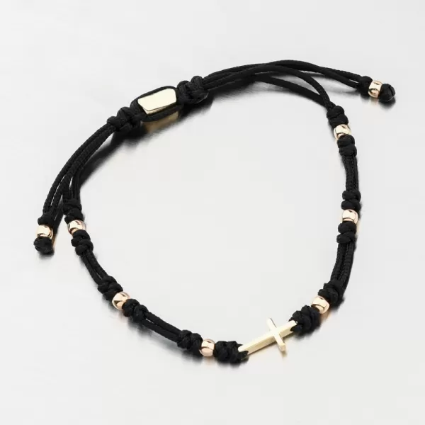 Náramok čierny povrázkový s krížom 74-5191ZL-Black