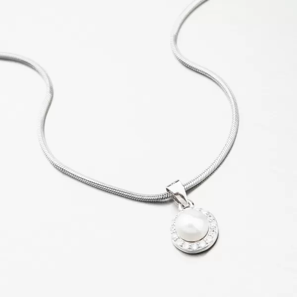 Strieborný prívesok s perlou a so zirkónmi SETST-13270