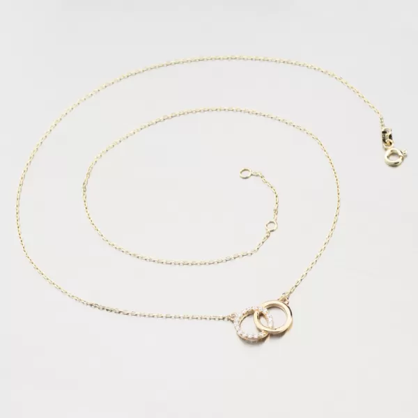 Dámsky náhrdelník žlté zlato 585 zirkón 15R-060